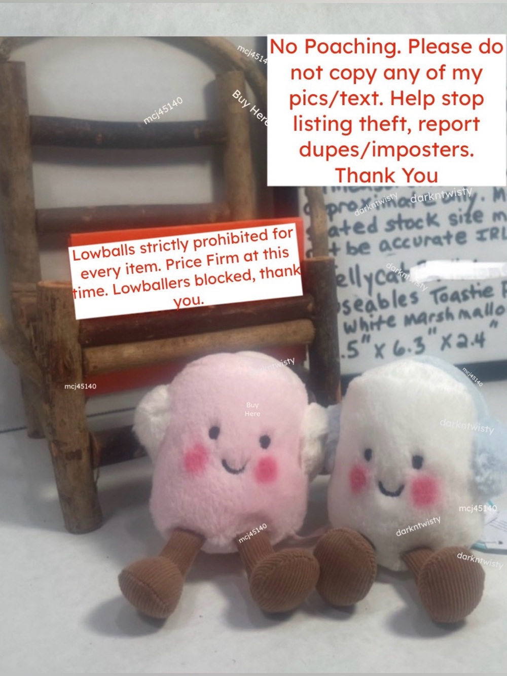 BNWT JELLYCAT AMUSEABLES TOASTIES PINK AND WHITE MARSHMALLOWS